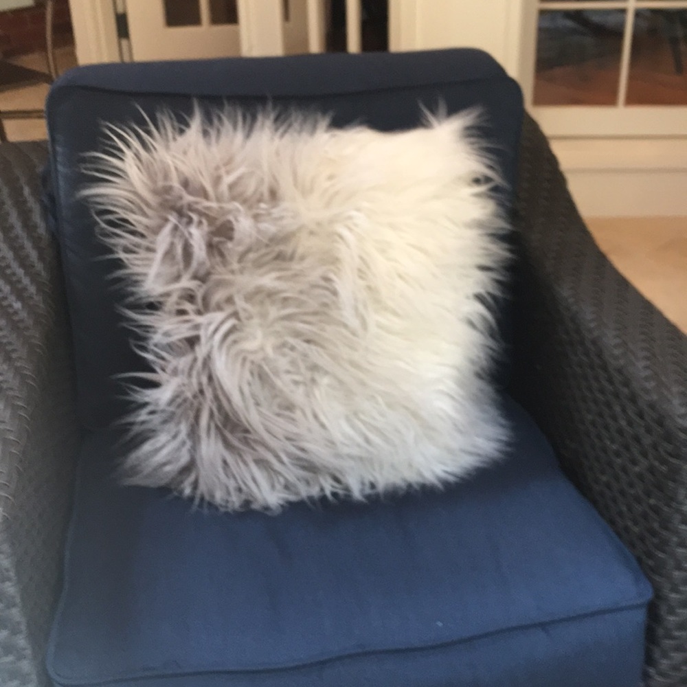 Mainstays Faux Fur Pillow Gray And White
